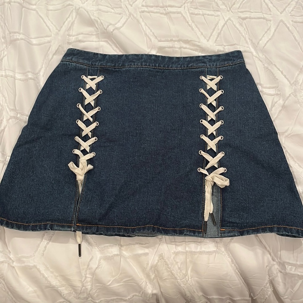 Denim Skirt with ShoeLace feature